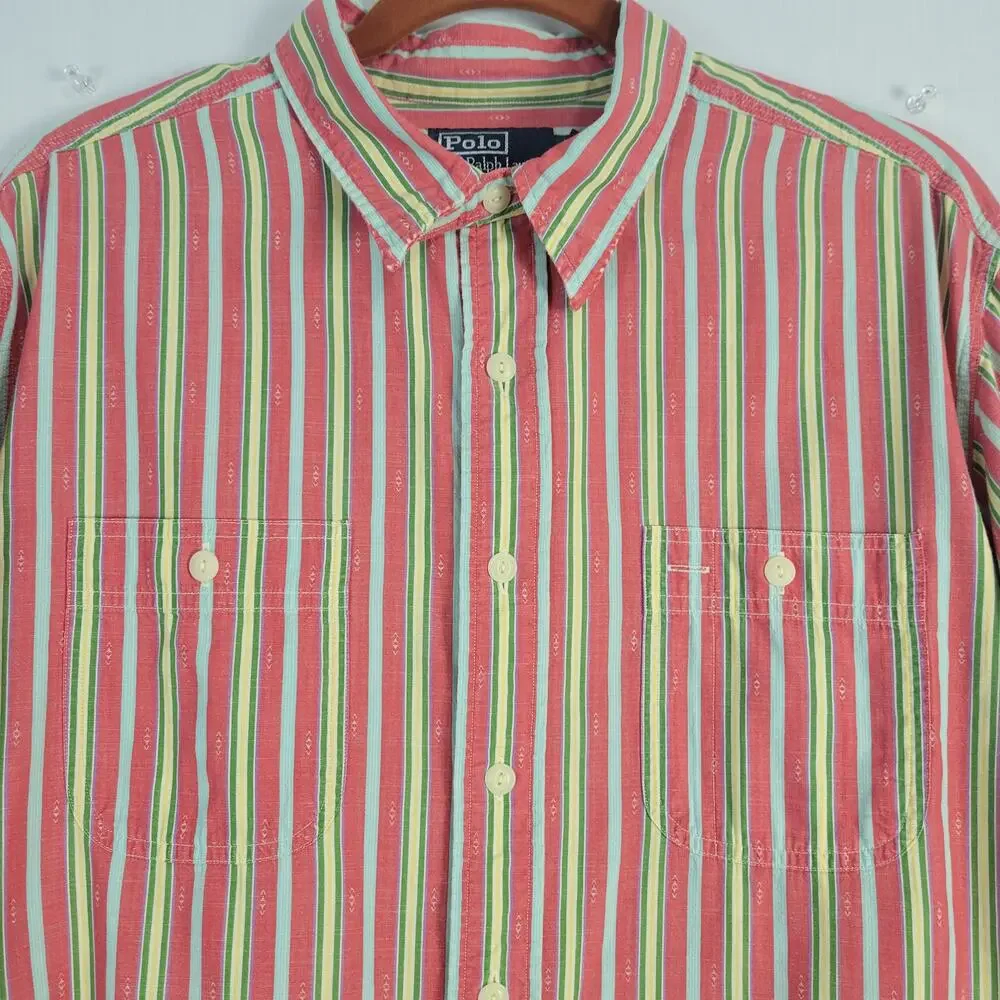 POLO Ralph Lauren Striped Long Sleeve Button-Down Shirt mens sz XL multi Western